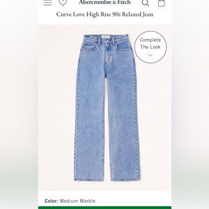 EUC WORN ONCE A&F Curve Love High Rise Relaxed 90s Jeans Marble